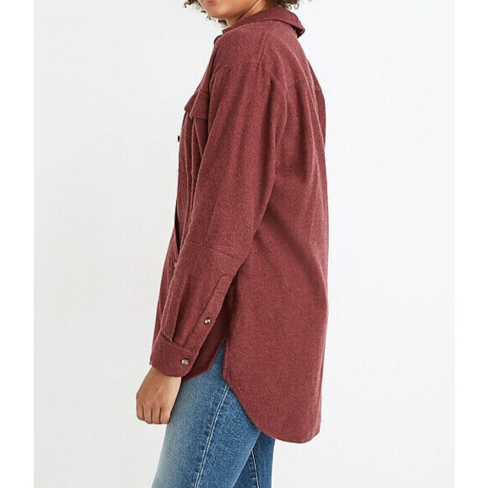 Madewell Flannel Flap Pocket Oversized Ex Boyfriend Shirt Dusty Burgundy Small - Picture 4 of 13